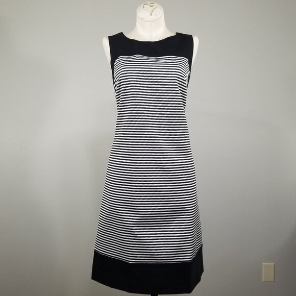 Pink Tartan Sleeveless A-Line Shift Dress 2 Black White Striped Retro 60s Mod - Picture 2 of 7